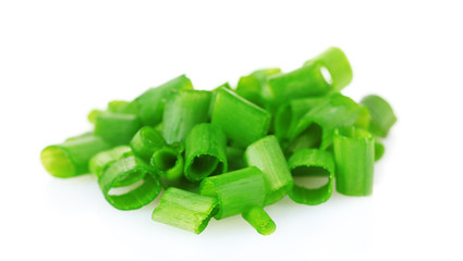 green onions isolated on white