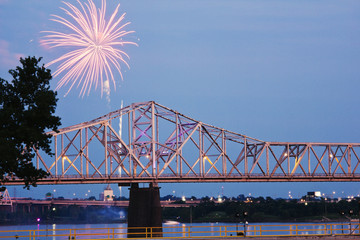 Fireworks by Ohio River iby Kentucky/Indiana border