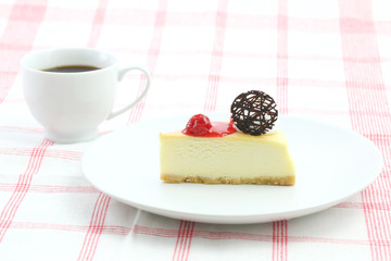 cherry cheese cake isolated in white background