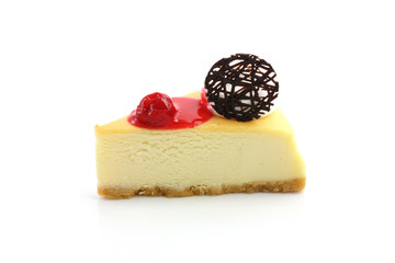 cherry cheese cake isolated in white background