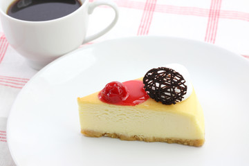 cherry cheese cake isolated in white background