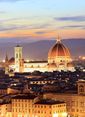 Fototapeta na wymiar Santa Maria del Fiore Dome at night, Florence, Italy