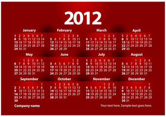 2012 calender