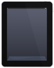 Tablet PC with empty grey screen.