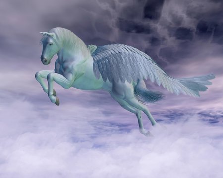 Pegasus Galloping through Storm Clouds