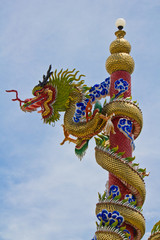 Colorful Chinese dragon statue outdoor