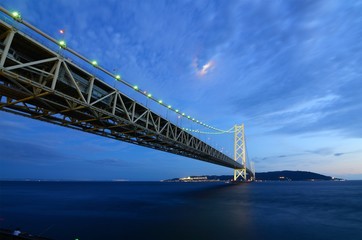 Akashi Kaikyo Bridge Spanning the Seto Inland Sea in Japan