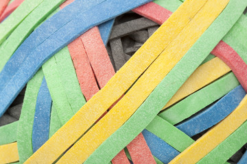 A colorful rubber band ball