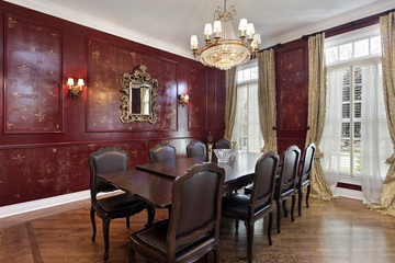 Dining room with red walls