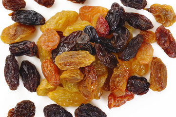 closeup raisin on background