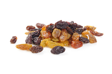 dry raisin on white background