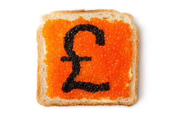 Monetary Pound sterling sandwich with caviar