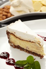 Cake with jam and mint