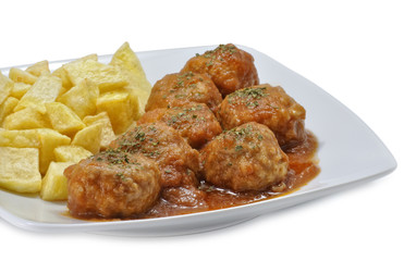 Ración de albóndigas.
