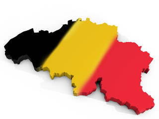 Map of Belgium with flag Kingdom of Belgium