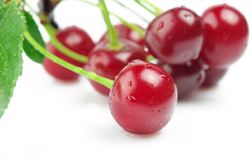 Cherries isolated on a white background