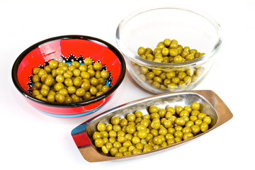 green peas on a white background