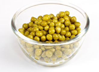 green peas on a white background