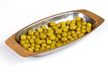 green peas on a white background
