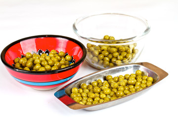 green peas on a white background