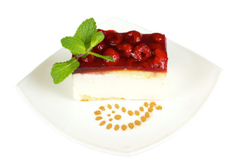 Raspberry cake isolated