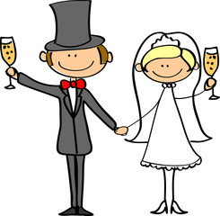 Свадебная фотография, жених и невеста в любви, вектор