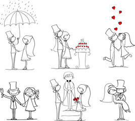 набор свадебных фотографий, жених и невеста в любви, вектор