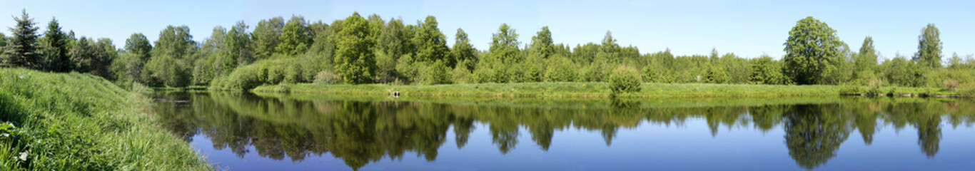 Panoramic scenery,summer day on river