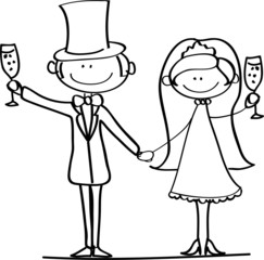 Свадебная фотография, жених и невеста в любви, вектор