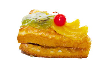 piece of delicious cake isolated on white b