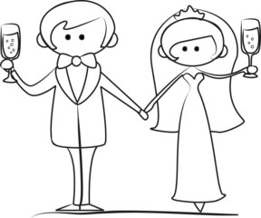 свадебная фотография, жених и невеста в любви, вектор