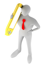 3D person with golden phone