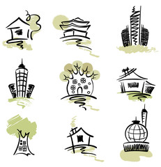 Naklejka premium Collection of abstract buildings