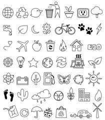 Eco doodle icon set