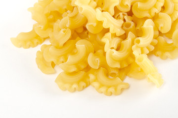dried italian pasta on white background