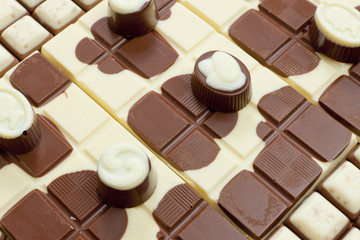 chocolate bars with chocolate candies