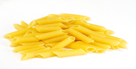 dried italian pasta on white background