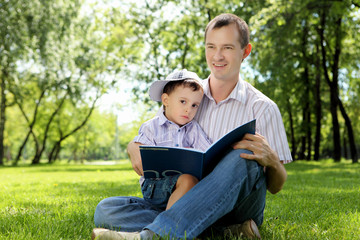 Father with his son in the park