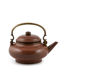 Old teapot isolated on the white background