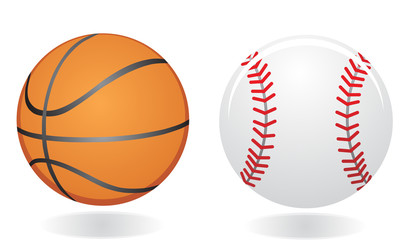 Baseball and basketball - obrazy, fototapety, plakaty