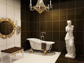 Luxurious furniture with statue  of Venus in baroque bathroom © Victoria Andreas