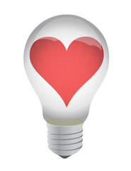 heart in bulb illustration design over white
