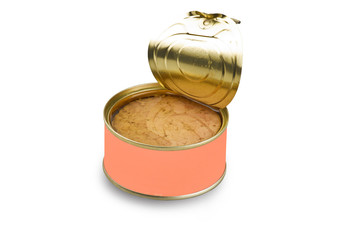 open tin of pink tunafish