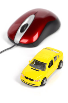 Toy car and computer mouse