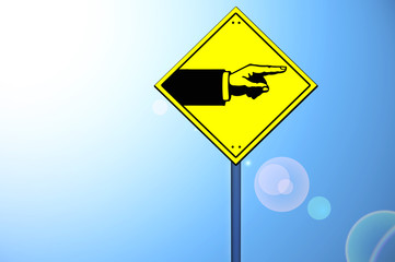 Hand shape on road sign