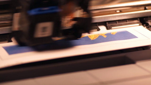 Ink-jet printer in work, close-up