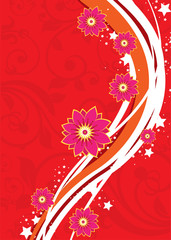 Stock Vector Illustration: Red flower graphic