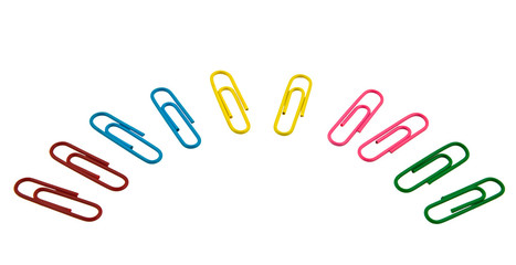 Obraz premium Semicircle of colorful paper clips.