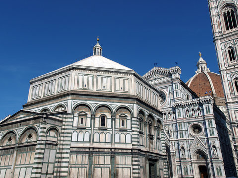 Florence - View of the Duomo and Baptistery .