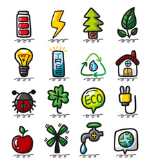 hand draw cartoon eco icons